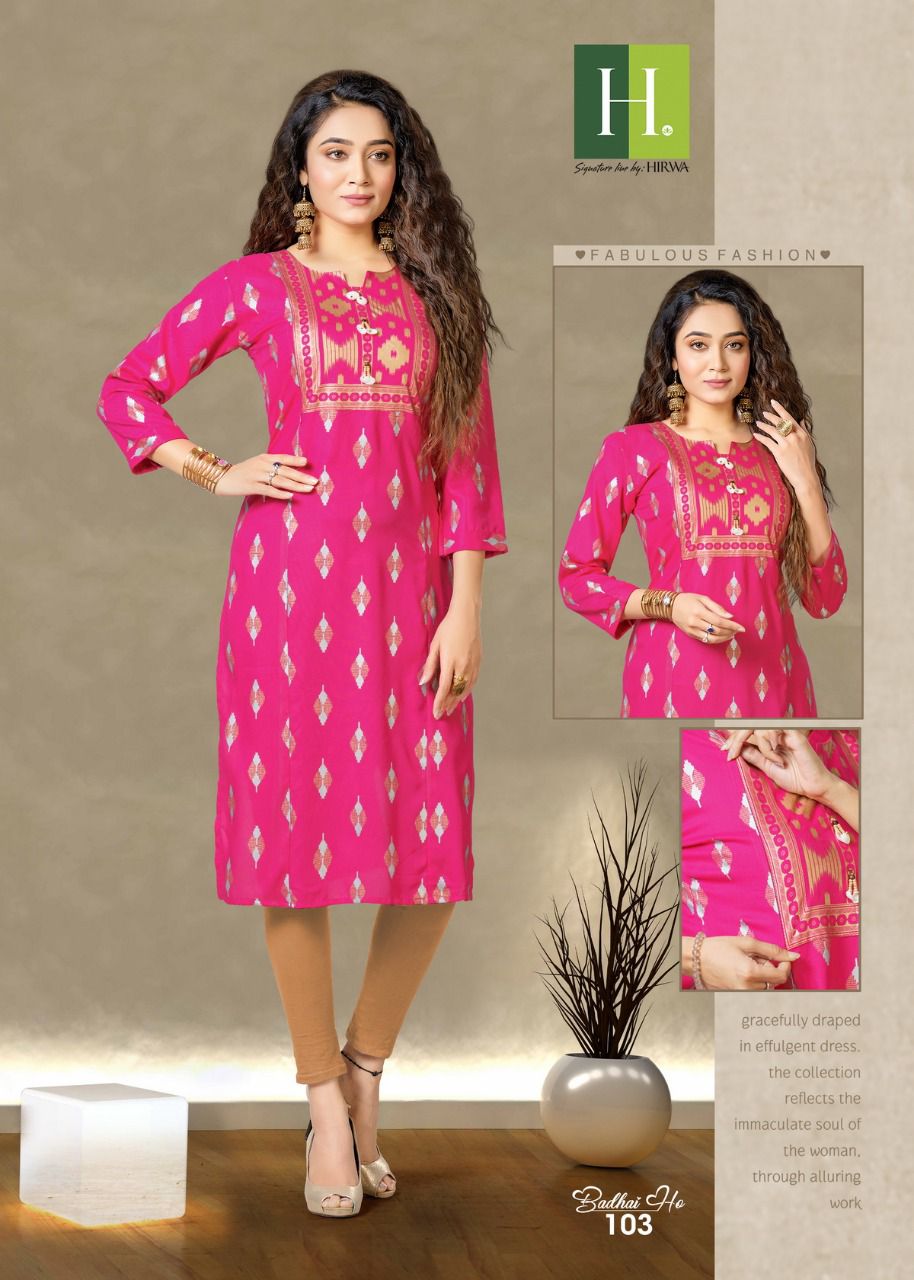 Hirva Badhai Ho Printed Regular Wear Kurtis Collection